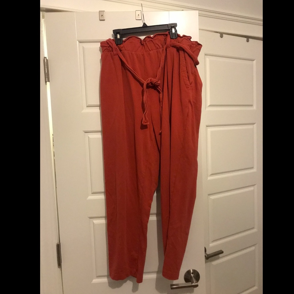 Loose Flowy Orange Tie Waist Pants